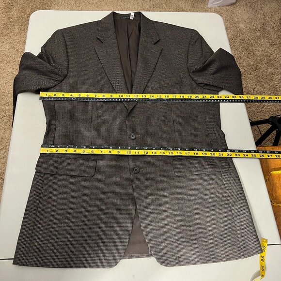 Lauren Ralph Lauren Blazer Jacket Mens 42L Houndstooth Two Button Brown Navy - Picture 11 of 16